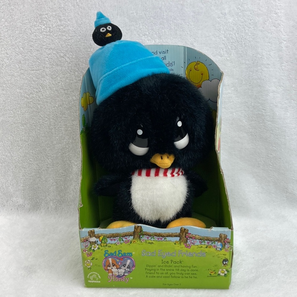 Sad Sam Sad Eyes Friends Penguin Ice Pack Plush Stuffed Animal Toy 10” New